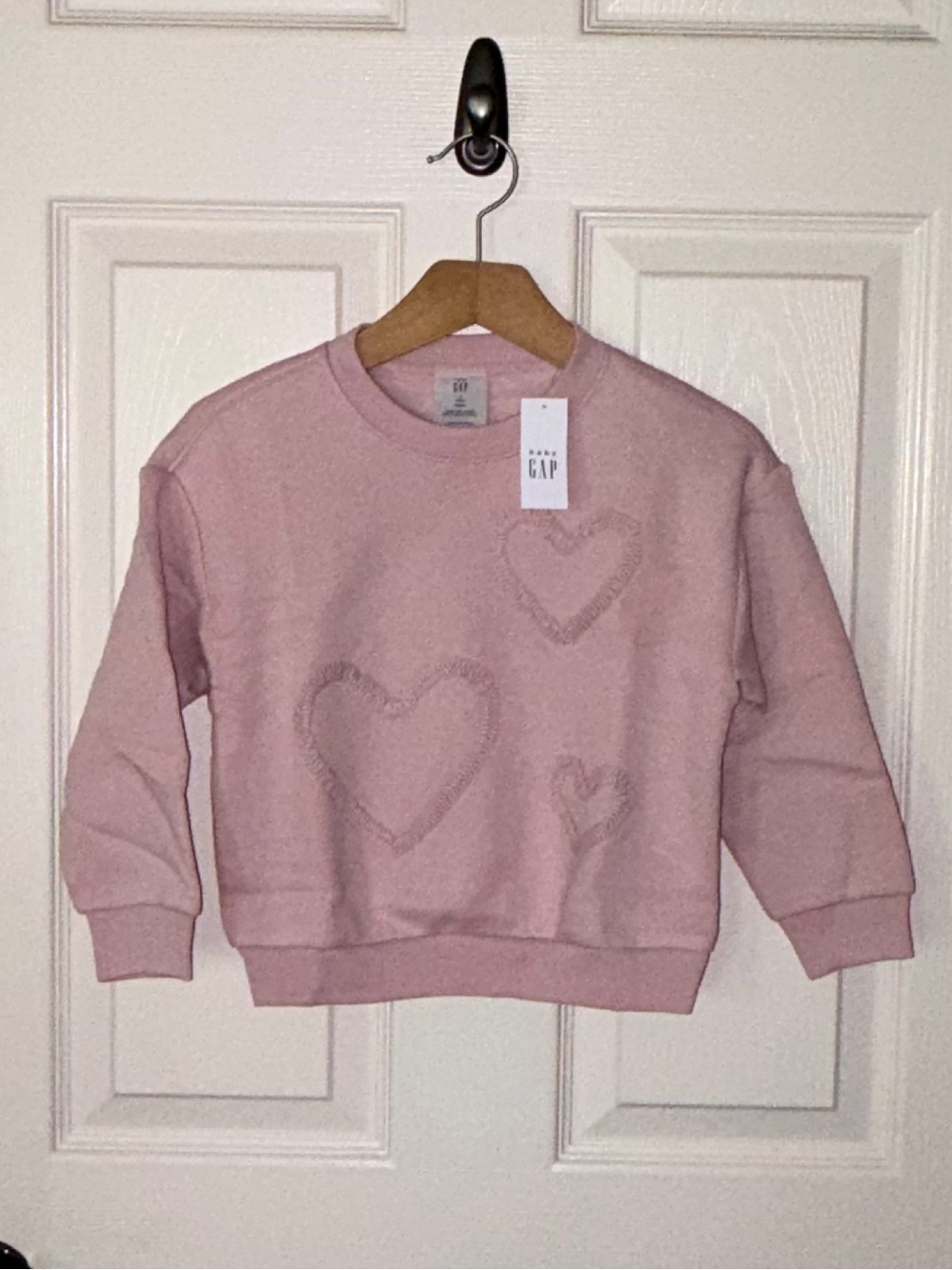 GAP Light Pink Raised Hearts Sweatshirt 🆕